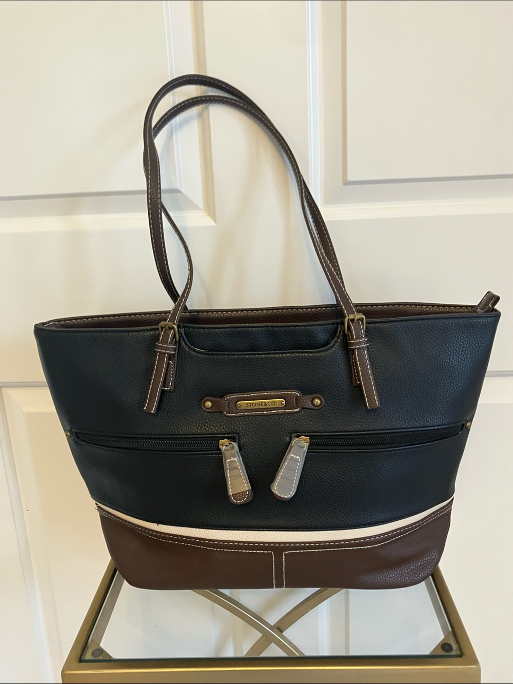 Stone & Co. Black/Bone/Brown Tone Tote Bag